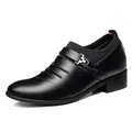 Zwarte leren herenschoenen met verhoging van 6,5 cm en een stijlvolle puntige neus - 38 / Verhogende Stijl / Zwart