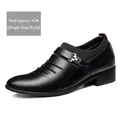 Zwarte heren geklede schoenen met spitse neus en 4 cm verborgen hak - 38 / Eenvoudige Stijl / Zwart