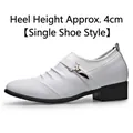 Witte heren geklede leren schoenen met spitse neus, 4cm hak en stijlvol metalen gespdetail - 38 / Eenvoudige Stijl / Wit