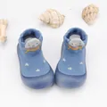 Calcetines de suelo para bebé azul con diseño de OVNI y suelas de goma antideslizantes - Azul