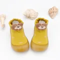 Calcetines de suelo para bebé león amarillo con suelas de goma suave antideslizante - Amarillo