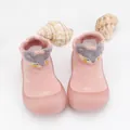 Zapatos calcetín para bebé rosa con diseño de zorro y suela de goma antideslizante - Rosa
