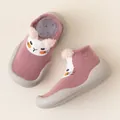 Soft pink cartoon baby walker shoes with knit fabric and flexible non-slip soles - 20/21 / Pink Cat