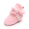 Soft pink fleece baby walker shoes with warm lining and fuzzy texture for winter comfort - 11cm / Light Pink (Warm Lined)