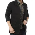 Heren slim fit zwarte katoenen casual blazer jasje voor lente en herfst - M / Tops / Zwart