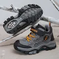 Outdoor boys grey winter snow boots featuring retractable ice cleats and warm fleece lining - 38 / Dark Grey Light Fleece (833)