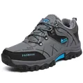 Men's grey outdoor hiking boots with warm faux-fur lining and thick anti-slip sole - 40 / Winter Plush Lined (8528) / Gray