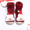 Patucos navideños rojos para bebé con suave adorno de Papá Noel de felpa - Talla 20/21 / Papá Noel / Burdeos