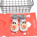 Zapatos calcetín de Navidad para bebé con reno y forro polar cálido en color gris - Talla 20/21 (Longitud interior 12,5 cm) / Estilo Vaca / Gris
