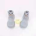 Cute light blue owl pattern baby indoor sock shoes with soft non-slip soles - Internal Length 11.5cm / Grey Bird