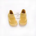 Detailed view of yellow breathable knit sock shoes with soft non-slip soles for toddlers - Size 22 (Inner 13cm) / Turmeric