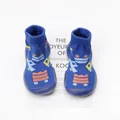 Blue baby sock shoes featuring cute cartoon vehicle patterns and flexible soft rubber soles - Internal Length 11.5cm / Blue Cartoon