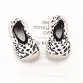Baby indoor walking sock shoes with leopard print pattern and soft beige rubber sole - Pink Leopard