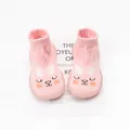 Pink baby indoor sock shoes with cute bunny face design and breathable soft sole - Internal Length 11.5cm / Pink Cartoon