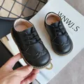 Klassische schwarze Brogue-Lederschuhe für Kinder mit elegantem Schnür- und Schnitzmuster - 21 / Schwarz