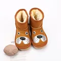 Toddler cartoon dog snow boots with warm faux fur lining and thick non-slip soles - Size 26 (Inner Length 16cm) / Cartoon Dog Style / Camel (6832)