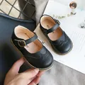 Girls' Japanese style round toe black leather Mary Jane shoes for stage performance - 21 / Mary Jane Buckle Strap Shoes (V181) / Black