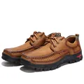 Chaussures de randonnée en cuir marron pour hommes avec semelle antidérapante robuste - 49 / Style à Lacets (3238) / Marron
