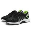Baskets de sport respirantes en maille pour hommes, accents vert néon, lift 7cm - Noir Vert