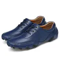 Mocassini da uomo in pelle blu navy, scarpe da guida casual taglia grande 45-46 - 38 / Blu