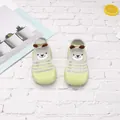 Zapatos de malla verde claro para bebé con detalle de oso de dibujos animados - Talla 18/19 (Longitud Interior 11.5cm) / Verde Gris Dibujos Animados (Seda de Hielo)