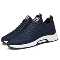 Dunkelblaue Herren-Laufschuhe aus Fly-Knit-Mesh mit unsichtbarer 6cm-Erhöhungssohle - 38 / Marineblau