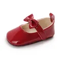 Rote Lackleder-Babyschuhe für Prinzessinnen mit Schleife und weicher, rutschfester Sohle - Rot