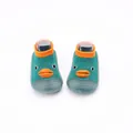 Schattige groene baby sok schoentjes met eendenpatroon en zachte antislipzolen - Maat 22 (Inwendige lengte 12.5cm) / Donkergroene Eend