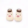 Scarpe primi passi neonato beige con suola morbida, maglia traspirante e viso papera - Taglia 22 (Lunghezza Interna 12.5cm) / Anatra Cachi