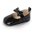 Klassische schwarze Lackleder Baby Prinzessin Lauflernschuhe mit Schleife, 0-1 Jahr - Schwarz
