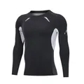 Professionelles schwarzes Kompressions-Langarm-Sportshirt für Herren zum Trainieren - S / Oberteile / Schwarz und Grau