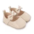 Elegante beige Lackleder Baby Prinzessin Lauflernschuhe mit süßer Schleifendekoration - Aprikose