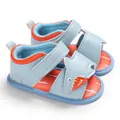 Cute blue cartoon shark baby walking sandals with soft breathable anti-slip soles - Light Blue