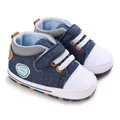 Zachte blauwe denim baby loopschoentjes voor baby's van 0-1 jaar oud - Blauw