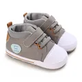 Casual grijze canvas baby loopschoenen met zachte zool en klittenbandsluiting - Grijs
