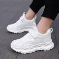 Lightweight breathable white mesh sneakers for boys, comfortable casual running shoes. - 38 / White Double Mesh (J801)