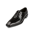 Elegant black men's business oxford shoes with crocodile embossed shiny patent leather - 37 / Black