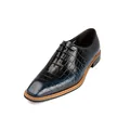 Premium men's business dress shoes in elegant blue and black gradient patent leather. - 37 / Blue