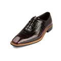 Premium dark burgundy men's oxfords with embossed crocodile pattern and shiny leather finish - 37 / Burgundy