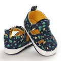 Zomerse zachte baby loopschoentjes met bladpatroon voor zuigelingen en peuters - Donkerblauw