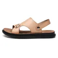 Men's outdoor leisure beach sandal in stylish khaki tan finish with comfortable sole - Beige