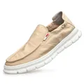 Bequeme beige Canvas-Slipper für Herren mit einer sehr flexiblen weißen Gummisohle - 43 / Slipper (ZBH53900) / Camel