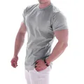 Men's athletic fit quick-dry sports T-shirt in heather grey for gym and running - M / Tops / Marl Grey