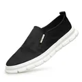Atmungsaktive schwarze Slip-On-Loafer für Herren aus Eisseide mit weicher Sohle - Schwarz