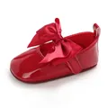 Rote Lauflernschuhe für Babymädchen mit Satinschleife und rutschfester Gummisohle - 11cm / Rot