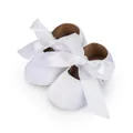 Soft sole baby princess walking shoes with large white ribbon bow in white - 11cm (0-6 Months) / White