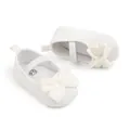 Soft white plush baby princess shoes with decorative bows for 0-6 months infants - 11cm (0-6 Months) / White