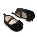 Elegant black velvet baby princess shoes with a large bow and soft sole for toddler girls - 11cm (0-6 Months) / Black