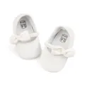White plush baby princess shoes with elegant bow and soft sole for newborns 0-6 months - 11cm (0-6 Months) / CG5358 Series / White