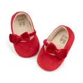 Red velvet baby princess shoes with bow decoration and soft sole for 0-6 months infants - 11cm (0-6 Months) / CG5358 Series / Red